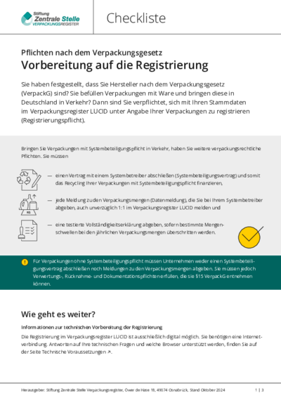 Beim Anklicken öffnet sich die PDF Checkliste: Vorbereitung auf die Registrierung in einem neuen Fenster.
