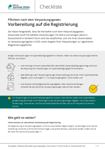 Beim Anklicken öffnet sich die PDF Checkliste: Vorbereitung auf die Registrierung in einem neuen Fenster.