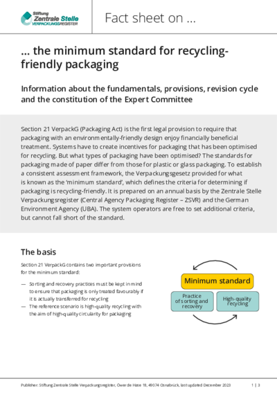 Fact sheet on the minimum standard for recycling-friendly packaging Initiates download
