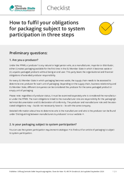 Checklist: How to fulfil your obligations under German packaging law in three steps