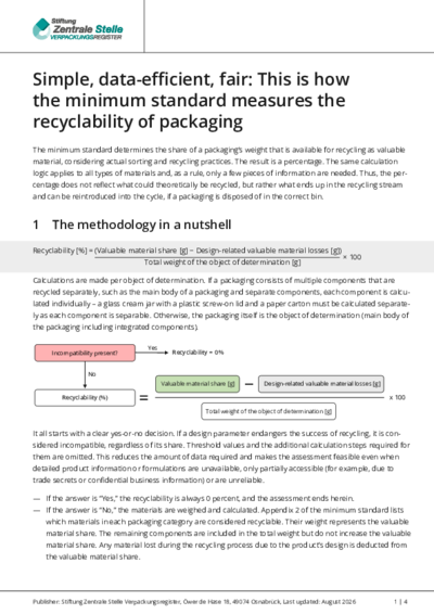 Simple, data-efficient, fair: This is how the 2026 minimum standard measures the recyclability of packaging