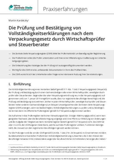 Beim Anklicken öffnet sich die PDF Bericht Prüfung und Bestätigung von Vollständigkeitserklärungen in einem neuen Fenster.